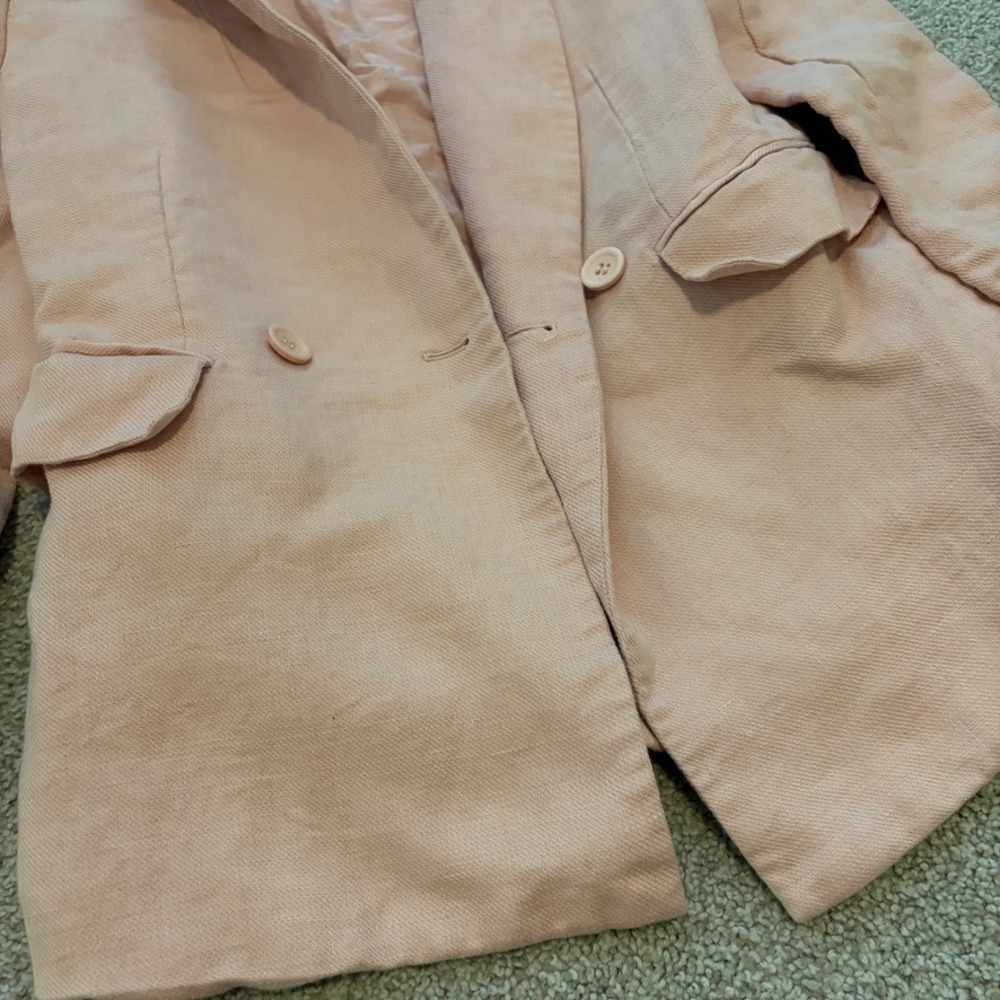 Rebecca Minkoff Linen Blend Blazer Womens 2 Pink Relaxed Elle Woods Coquette - Picture 3 of 7